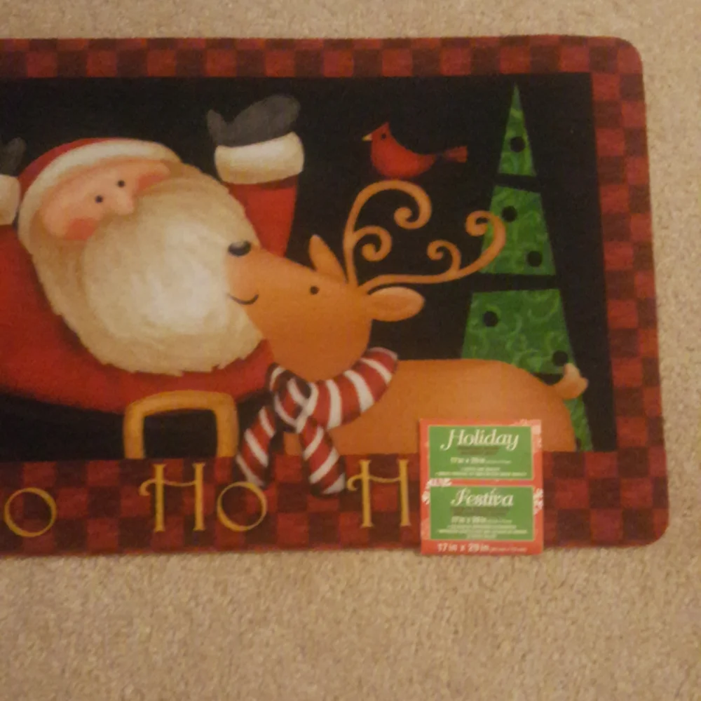 SANTA Ho Ho Ho Accent mat 17 in x 29 in new w tags